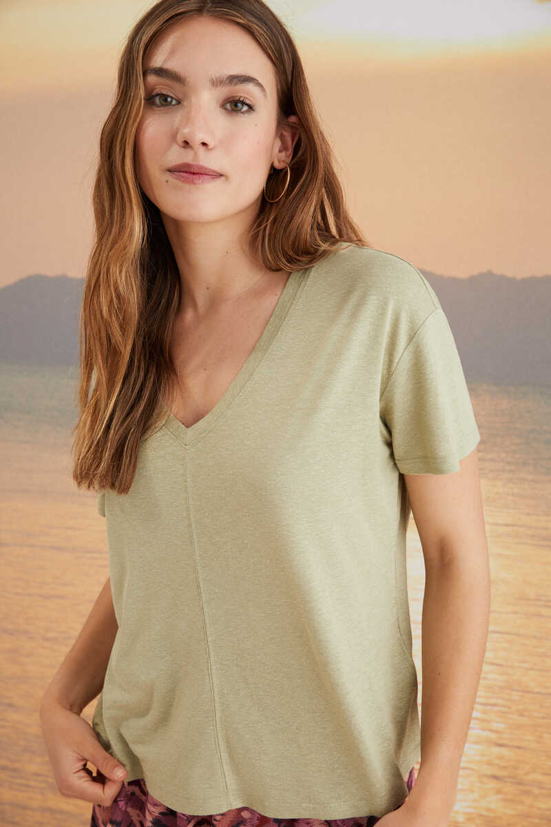 Womensecret T-shirt manga curto algodão verde verde