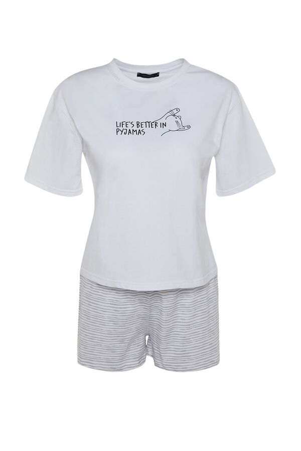 Trendyol Pijama de punto a rayas blanco