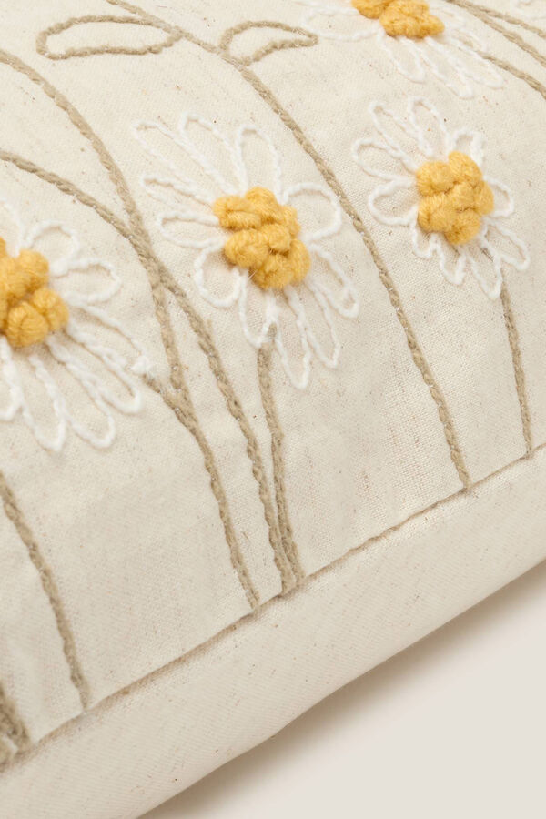 Womensecret Capa travesseiro algodão flores bordadas bege
