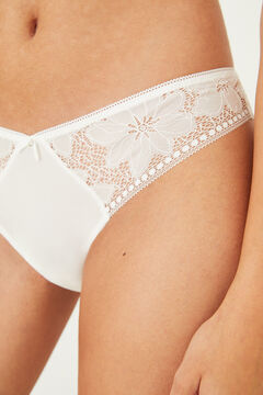 Womensecret Classic white lace and microfibre panty white