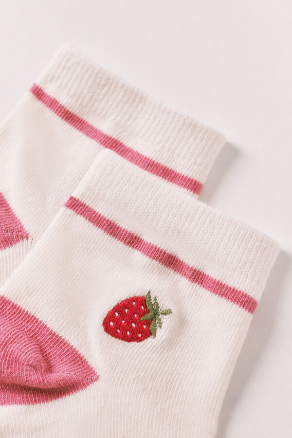 Women'secret Embroidered strawberry short socks red