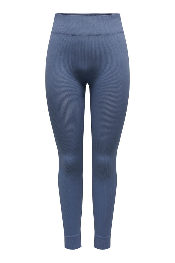 Only Play Legging canelada azul sem costura azul