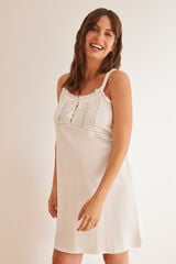 Womensecret Nachthemd „Maternity“ Weiß Baumwolle Träger Naturweiß