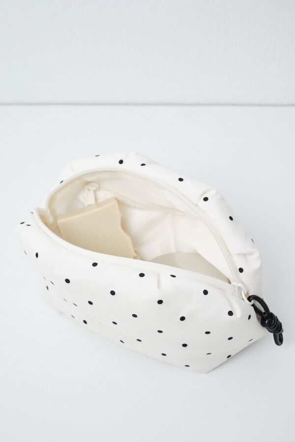 Women'secret White polka-dot puffer small vanity case white