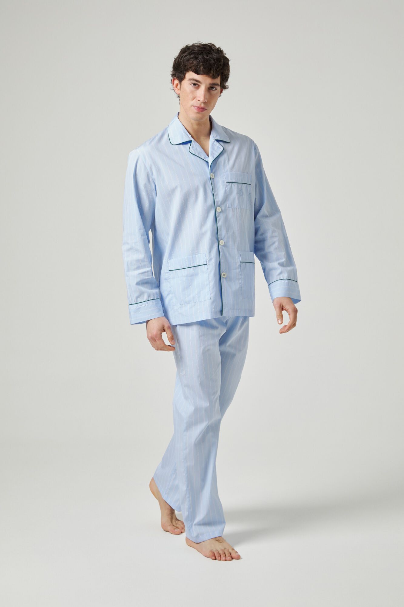 Kiff-Kiff Pijama comprido com gola em popelina para homem