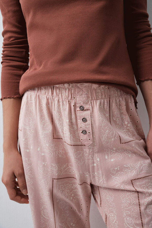 Women'secret Pink cotton bandana long trousers pink