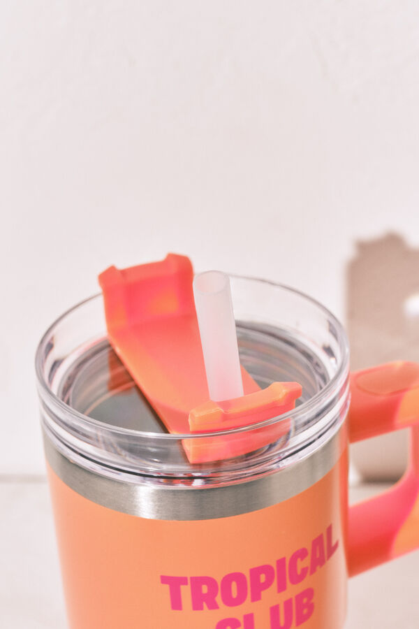 Women'secret Bouteille en acier inoxydable anse orange rouge