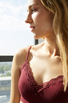 Womensecret Burgundy seamless sustainable top with lace red