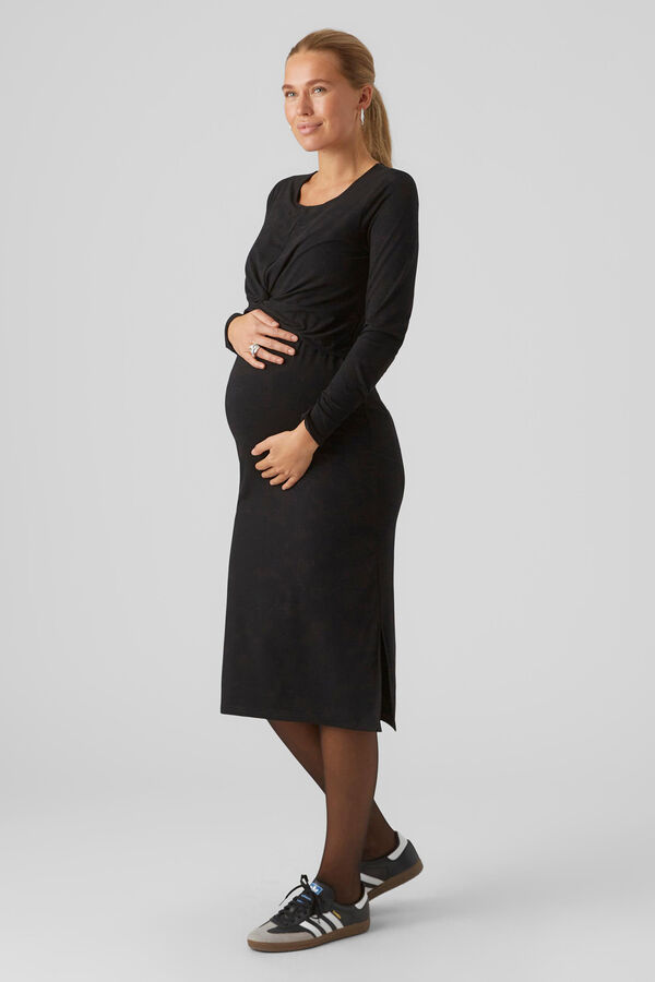 Womensecret Dual function jersey-knit maternity midi dress fekete