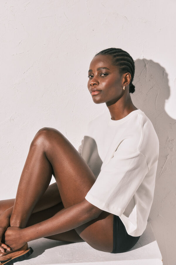 Women'secret T-shirt imprim&eacute; "Club del Mar" en molleton blanc beige