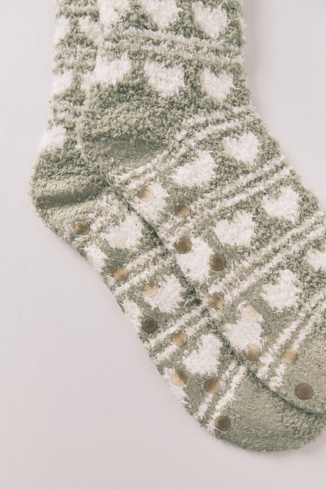 Women'secret Long green heart print fur socks