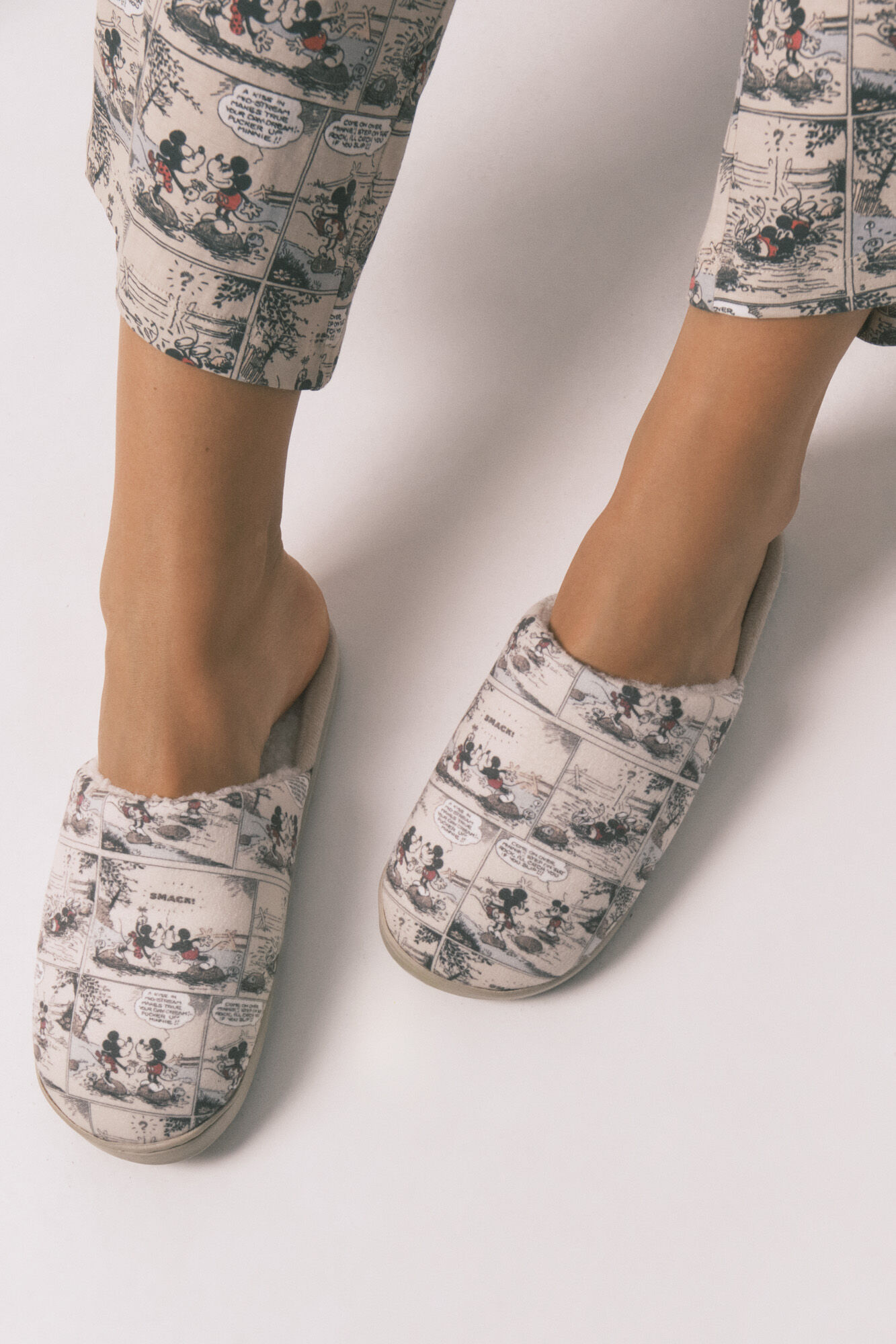 Women'secret Chinelos de quarto brancos do Mickey Mouse