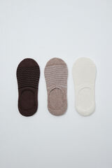 Women'secret Brown 3-pack textured no-show socks nude