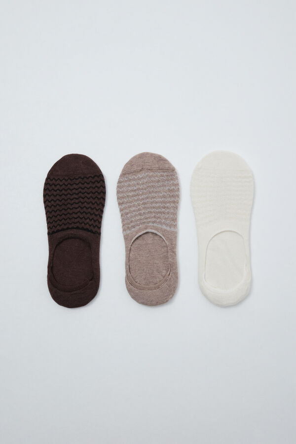Women'secret Brown 3-pack textured no-show socks nude