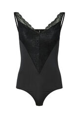 Pieces Body de encaje negro
