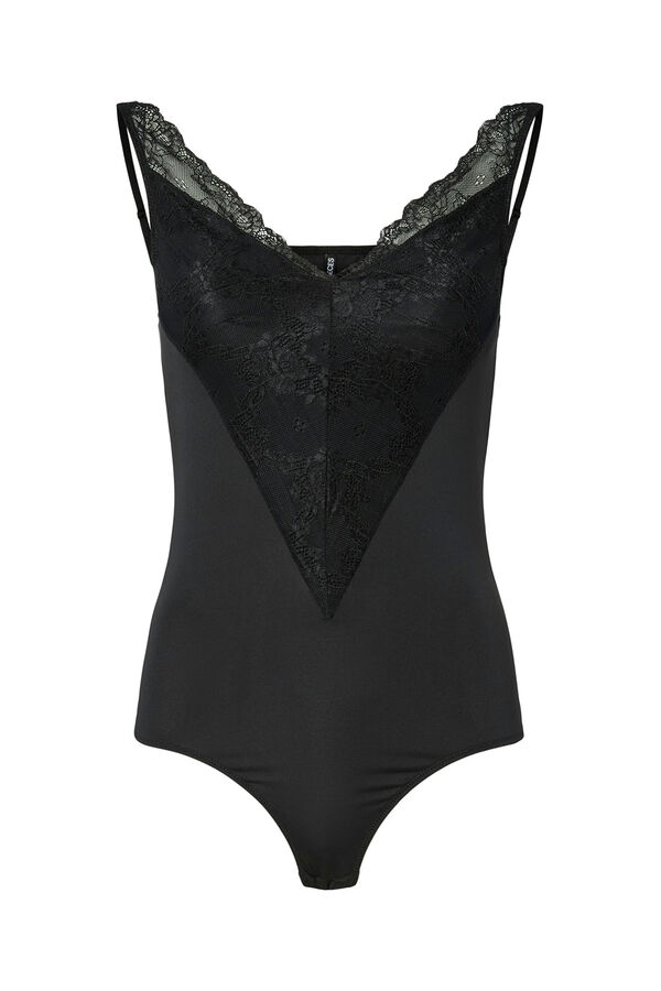 Pieces Body de encaje negro