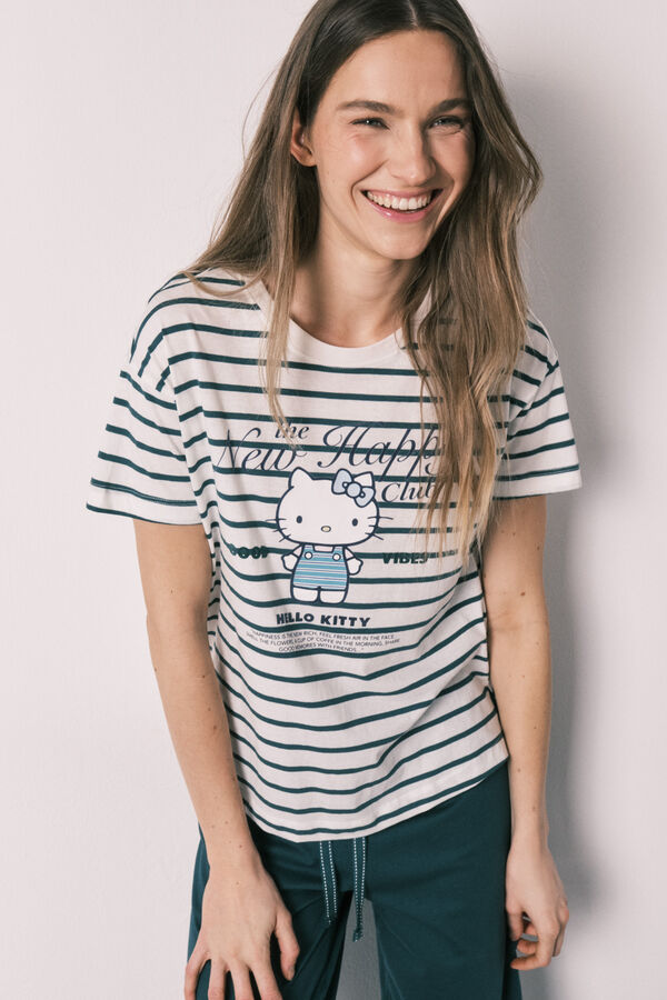 Women'secret Pyjama Hello Kitty manches courtes en coton blanc