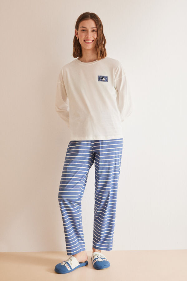 Womensecret 100% cotton striped Mickey pyjamas beige