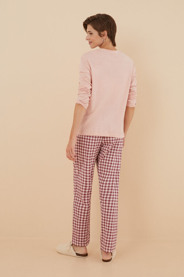 Womensecret Pijama 100% algodão La Vecina Rubia calças xadrez rosa