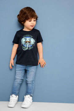 Womensecret T-shirt de menino de manga curta com divertido estampado frontal azul