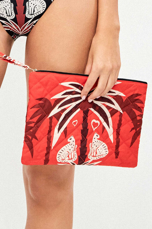 Gisela Strand-Print-Kosmetiktasche Wei&szlig;