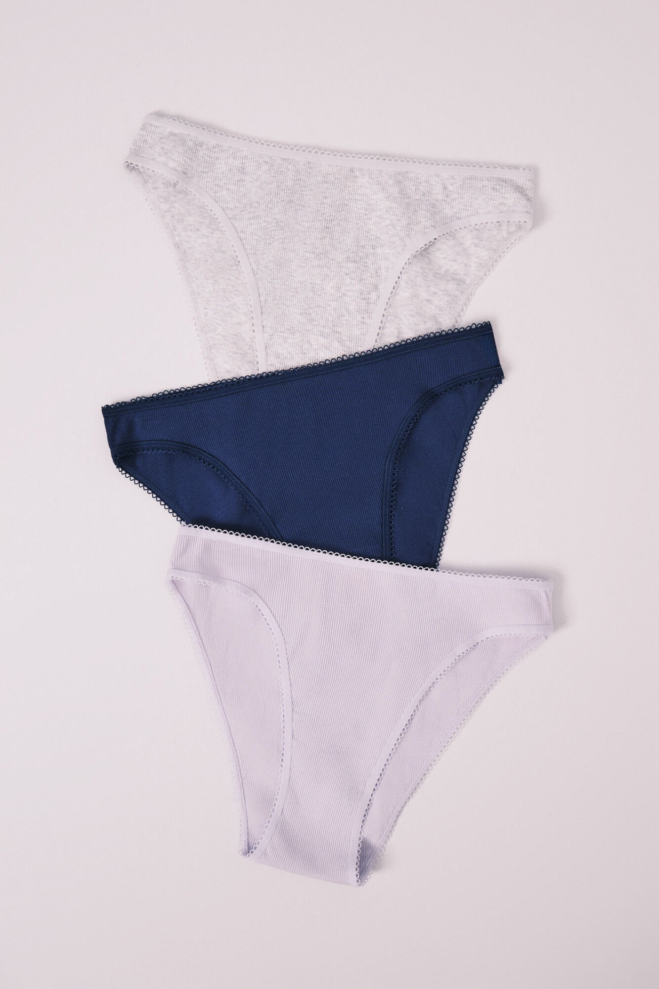 HI&BYE Lot de 3 culottes classiques en coton bleu &eacute;lectrique