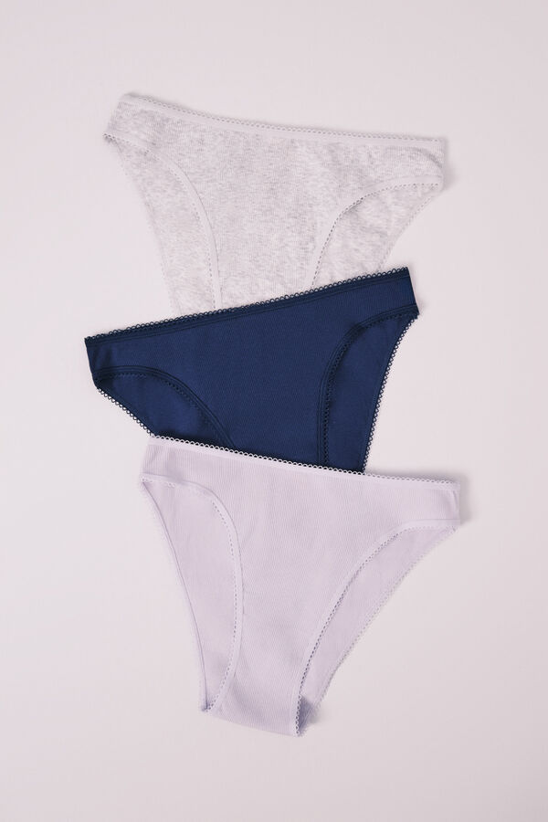 HI&BYE Lot de 3 culottes classiques en coton bleu &eacute;lectrique bleu