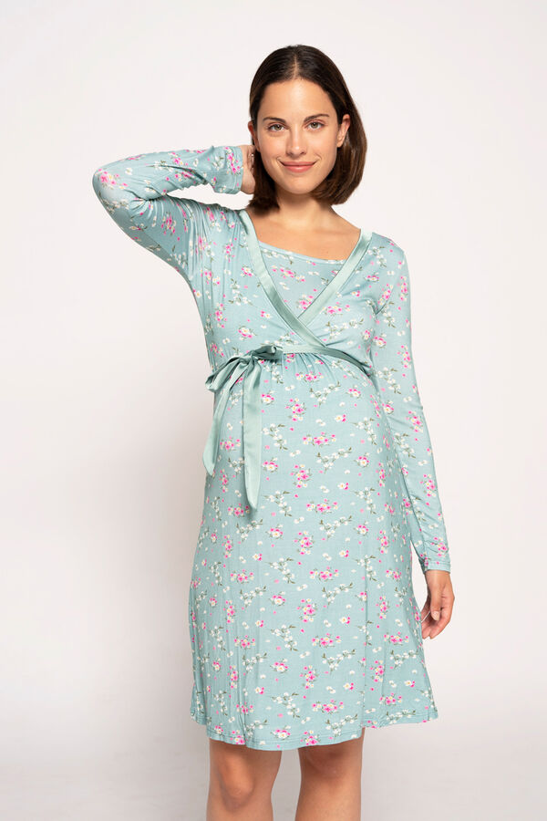Floral print nursing nightgown