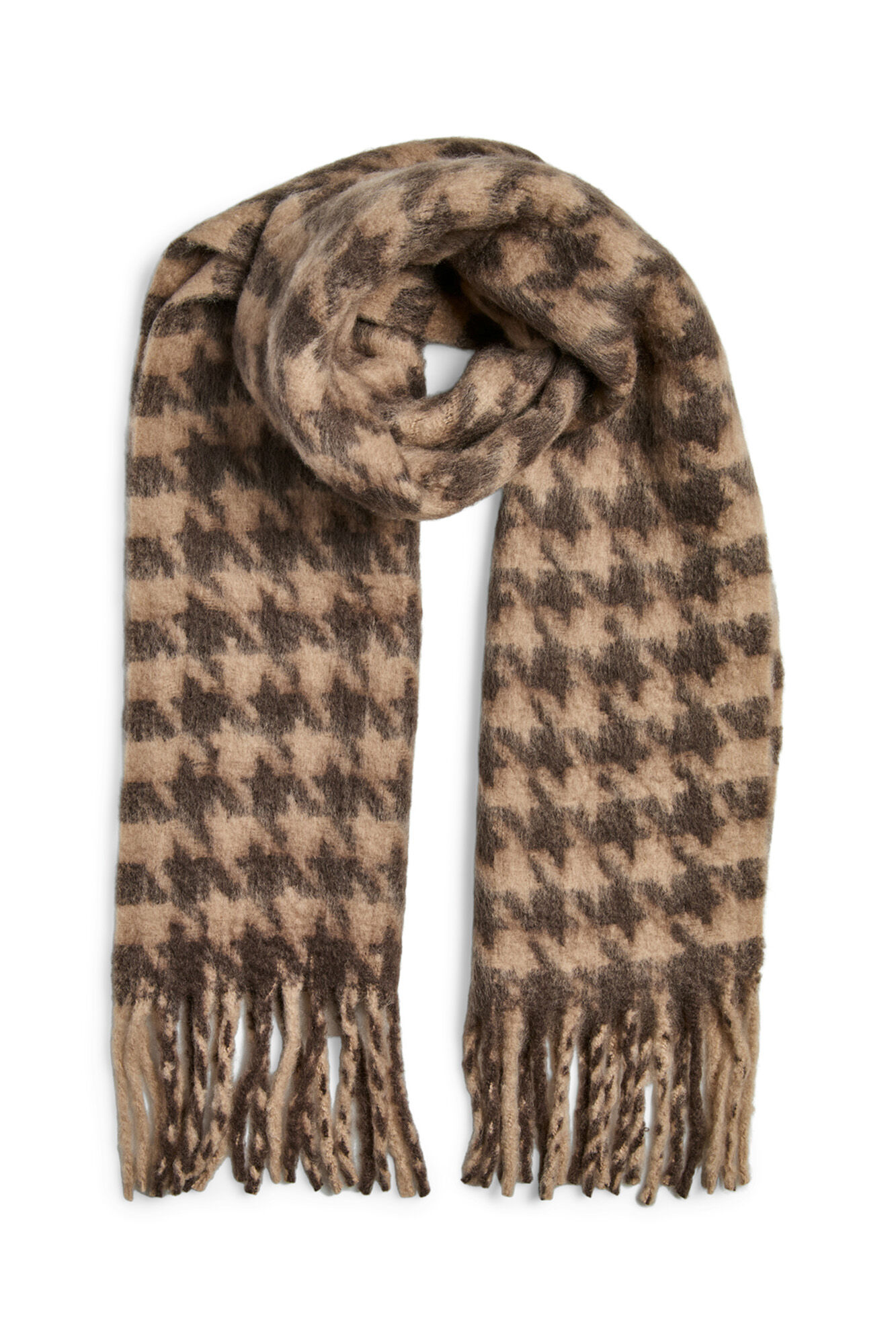 Pieces Bufanda larga b&aacute;sica cuadros pico gallo flecos