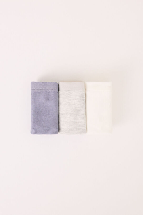 Women'secret Pack of 3 cotton ribbed thongs white