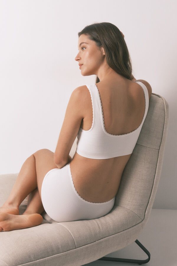 Women'secret White seamless ribbed top beige