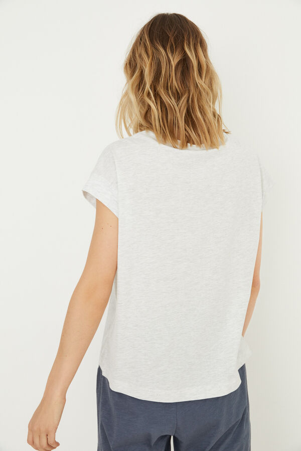 Womensecret T-Shirt kurz 100 % Baumwolle Grau Grau