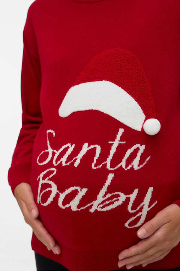 Mamalicious Weihnachtspullover für Schwangere Rot
