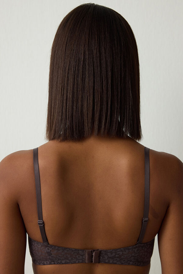 Penti Sujetador push up con aros y encaje Bloom marr&oacute;n