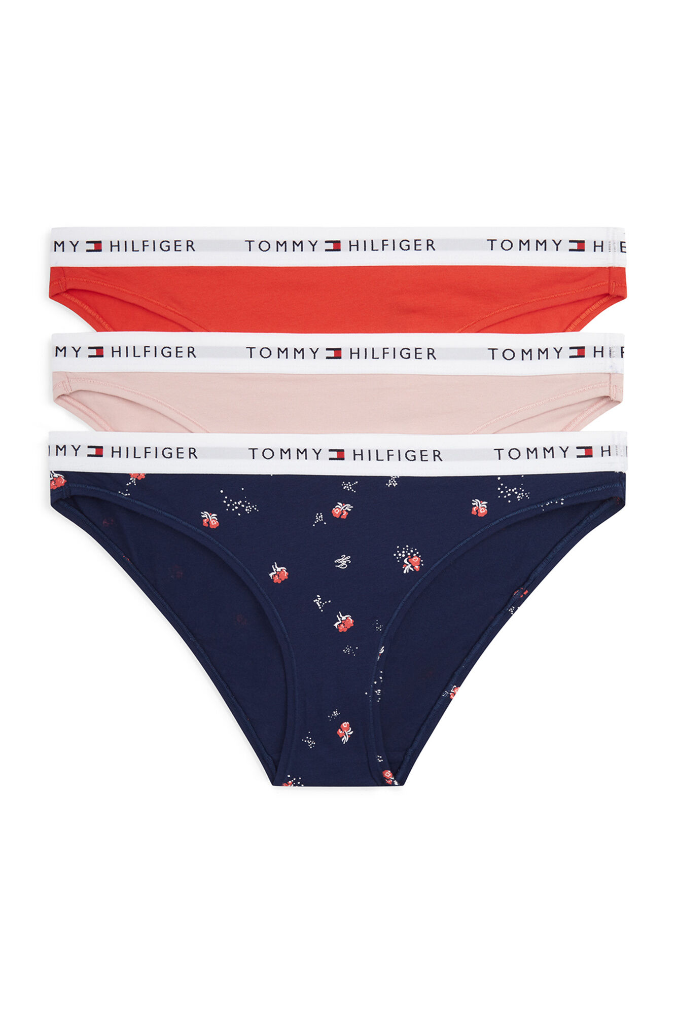 Tommy Hilfiger Pack 3 bragas algod&oacute;n liso y floral
