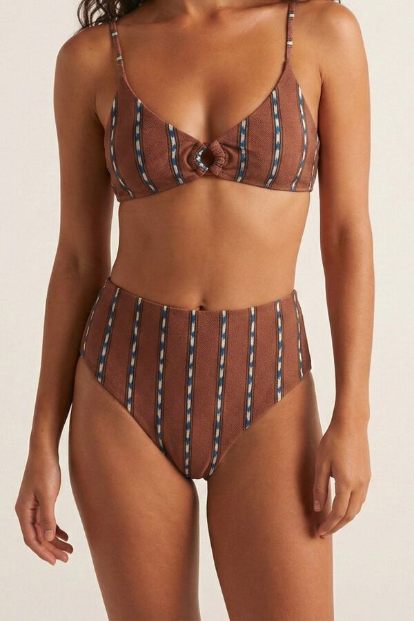 Robin Cueca de biqu&iacute;ni cintura alta com estampado de palmeira estampado