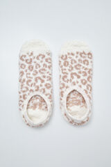 Women'secret Beige animal print slip-on socks brown