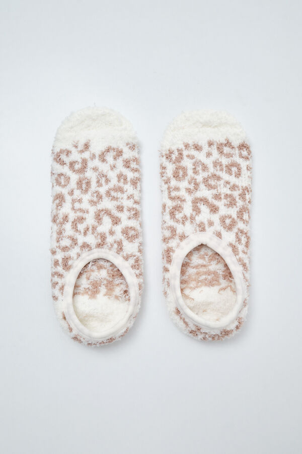 Women'secret Beige animal print slip-on socks brown