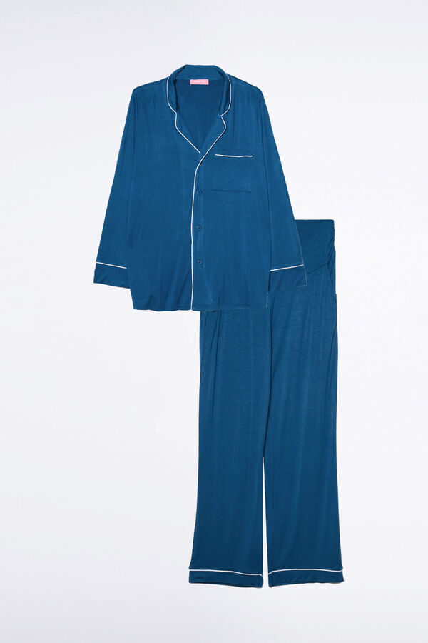 Ohma! Pijama Camisero Manga Larga azul