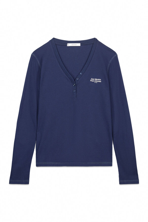 Women'secret Rebrasta plava majica dugi rukav Plava