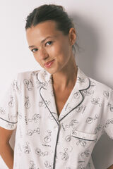 Women'secret Pijama camisero largo 100% algodón blanco Piolín blanco