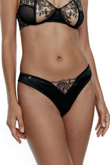 Black Limba Braga brasile&ntilde;a de tul bordado, mesh y micro Dusk negro