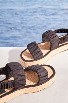 Womensecret Black raffia platform sandals black