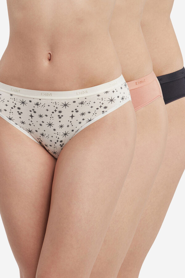 DIM Pack de 3 bragas de algod&oacute;n el&aacute;stico estampadas printed