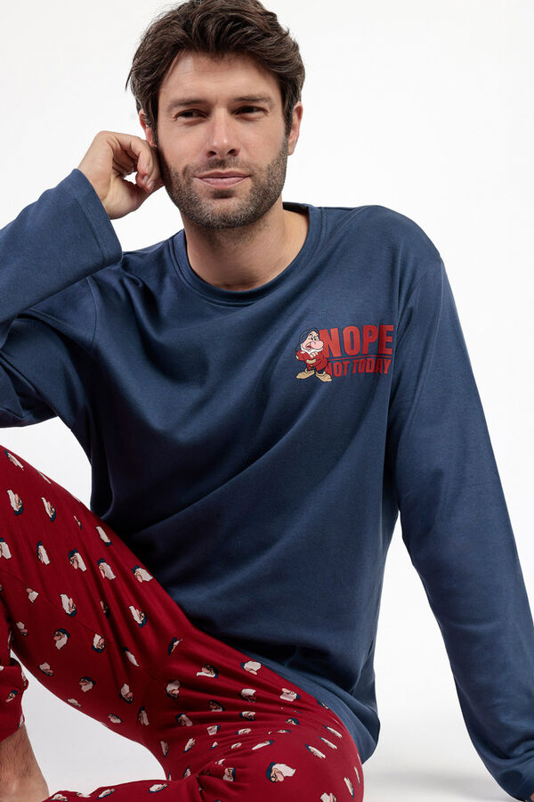 Admas Pijama largo Grumpy 100% algod&oacute;n para hombre azul