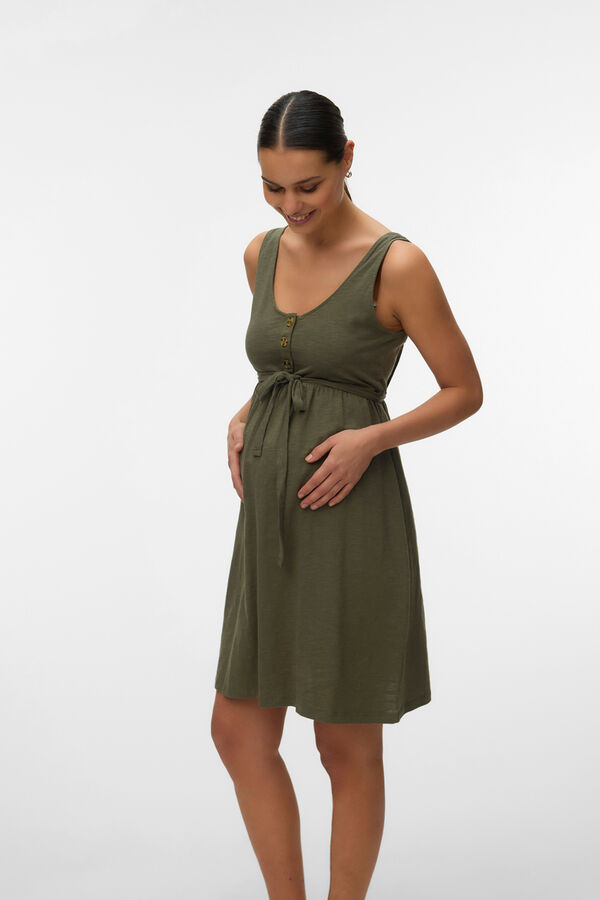 Mamalicious Maternity and breastfeeding short dress green