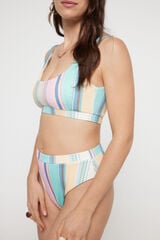 Womensecret Bikinihöschen mit hohem Bund und Streifen-Print. Braun