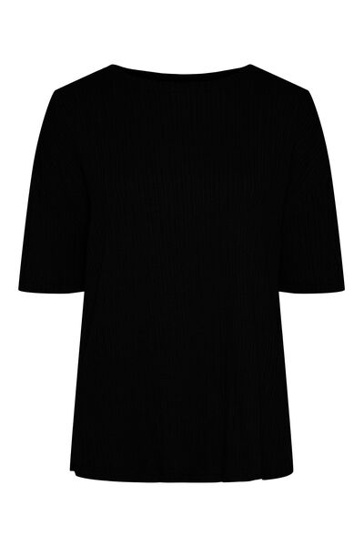 Womensecret Camiseta de mujer de manga corta y cuello cerrado negro