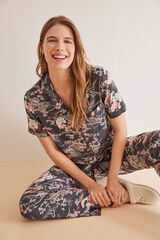 Womensecret Siva pidžama na kopčanje s printom trešnje S uzorkom