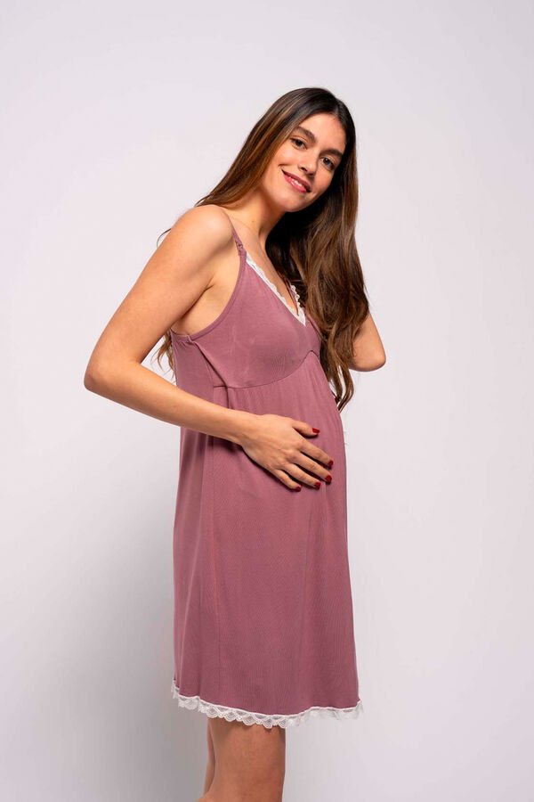 Ohma Camis&oacute;n de lactancia con encaje contraste morado/lila